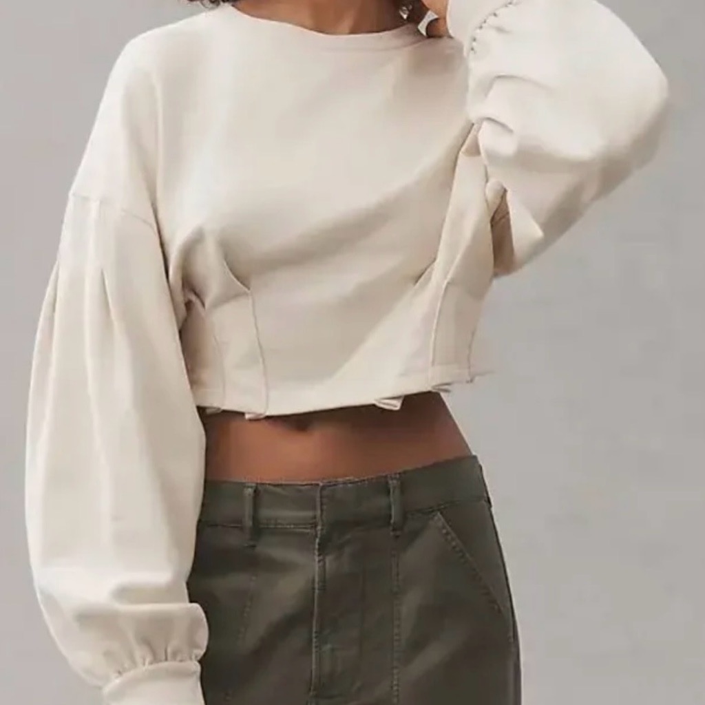 Anthropologie Cropped Crewneck Sweatshirt